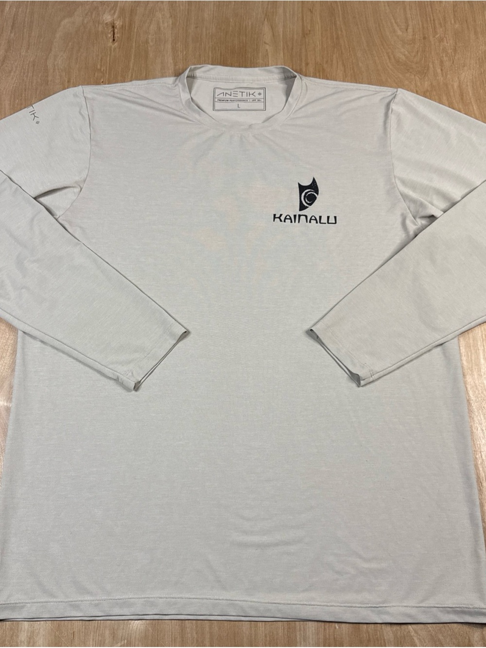 Anetik Mens Beige UPF 30 Long Sleeve Premium Performance T-Shirt Size Large